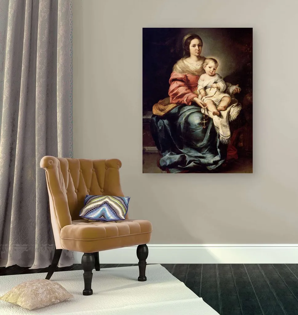 Tableau Murillo Vierge au Chapelet 80x60 cm Solution Déco Murale Chic