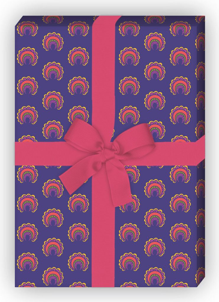 Feines Geschenkpapier mit Paisley Hörnchen, lila zum Einpacken - G11506, 32 x 48cm