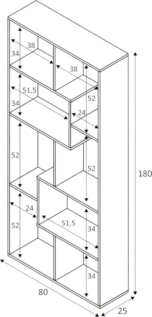 CALICOSY Bibliothèque Réversible 8 Cases Kawa H180 cm Coloris Chêne - 13