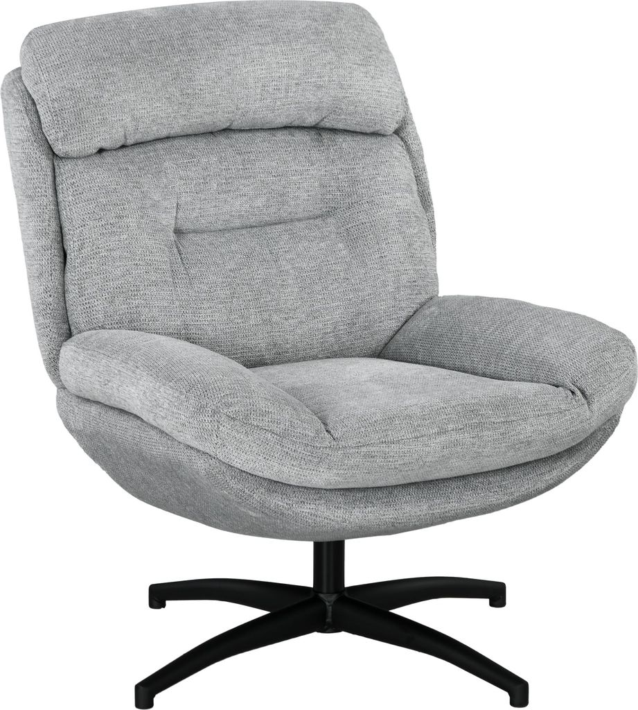 Drehsessel, 360-Grad-Drehung, Chenille-Stoff, integrierte Armlehnen, Stahlbeine, Grau, Schwarz, 79,0x91,0x98,0 cm, stabil