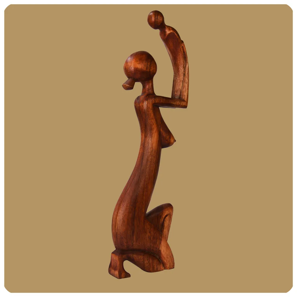 Sculpture abstraite en bois faite à la main Tendresse Format XXL 60cm