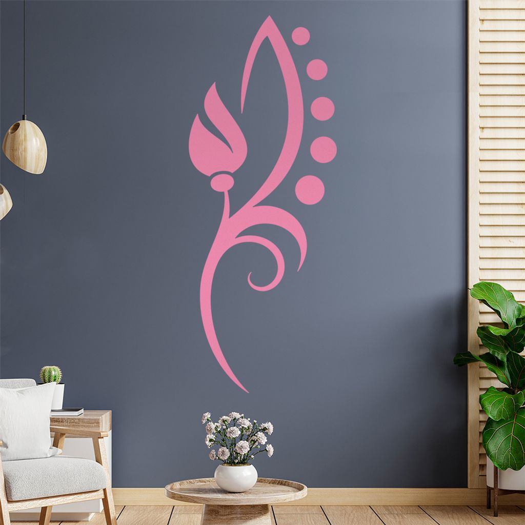 Blume- Linien Punkte Wandtattoo in 6 Größen - Wandaufkleber Wall Sticker - Dekoration, Küche, Wohnzimmer, Schlafzimmer, Badezimmer