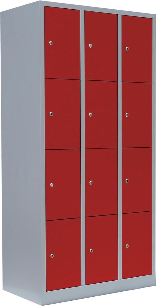 Schließfachschrank Wertfachschrank Fächerschrank Spind 12Fächer grau/rot 520434
