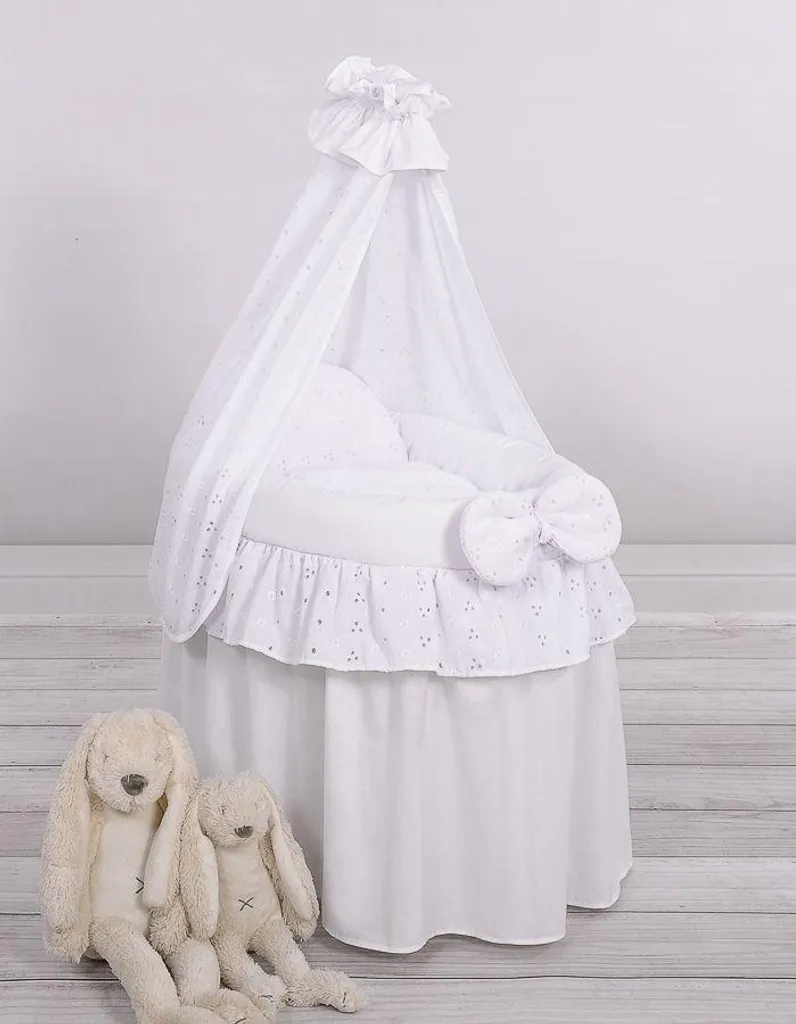 Poussette poupée blanche dentelle brodée avec ensemble de lit complet - 2