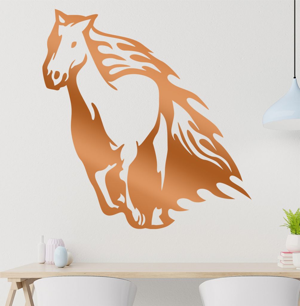Flammen Pferd Wandtattoo in 6 Größen - Wandaufkleber Wall Sticker - Dekoration, Küche, Wohnzimmer, Schlafzimmer, Badezimmer
