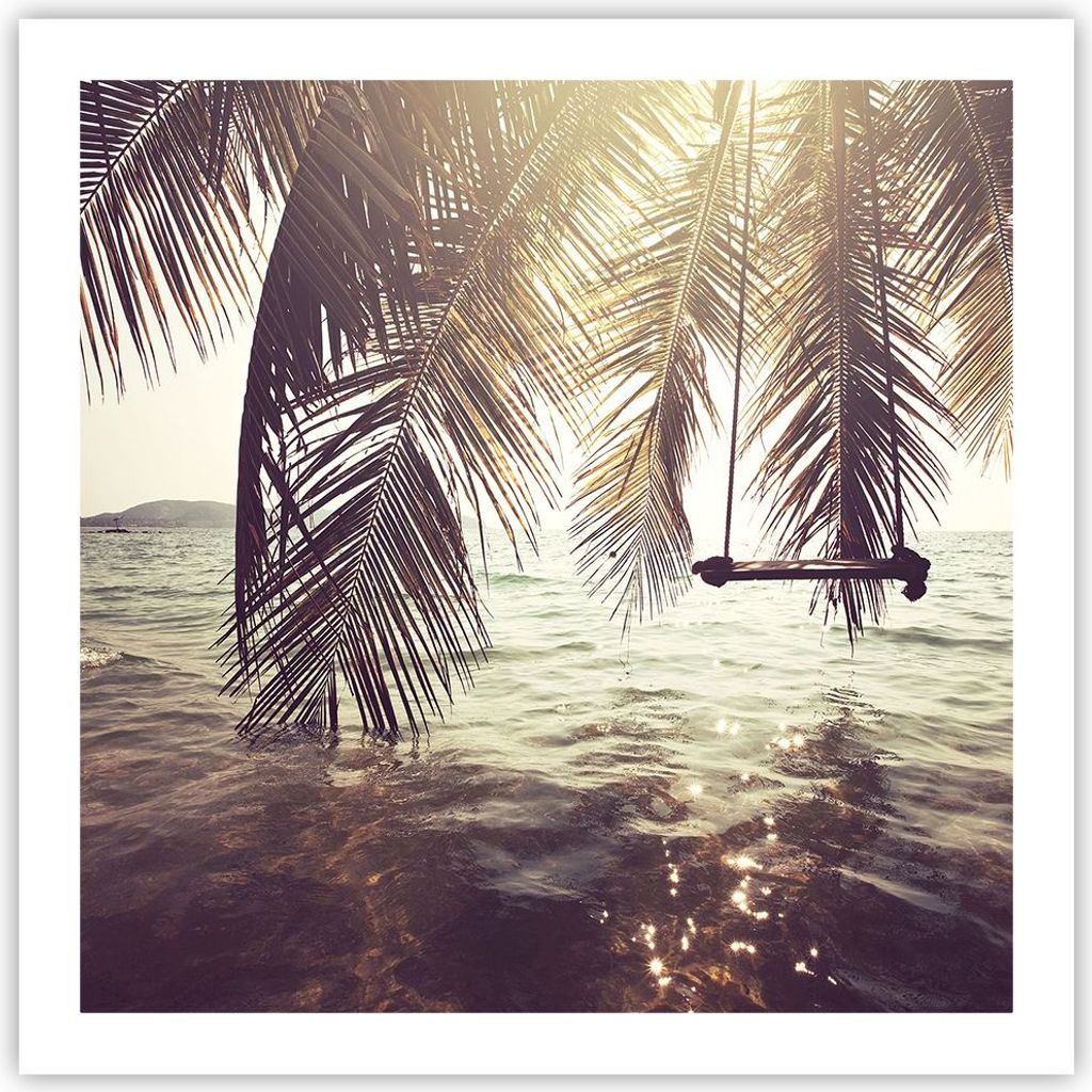Poster - Poster ohne Rahmen - Meer Palme Wasser - 60x60 cm Produktbild 