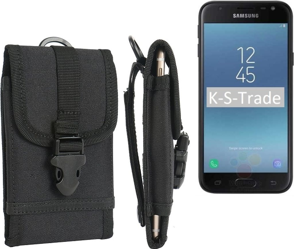 K-S-Trade Handyhülle kompatibel mit Samsung Galaxy J3 (2017) Duos Gürteltasche Holster Handytasche Gürtel Tasche Schutzhülle Robuste Handy Schutz