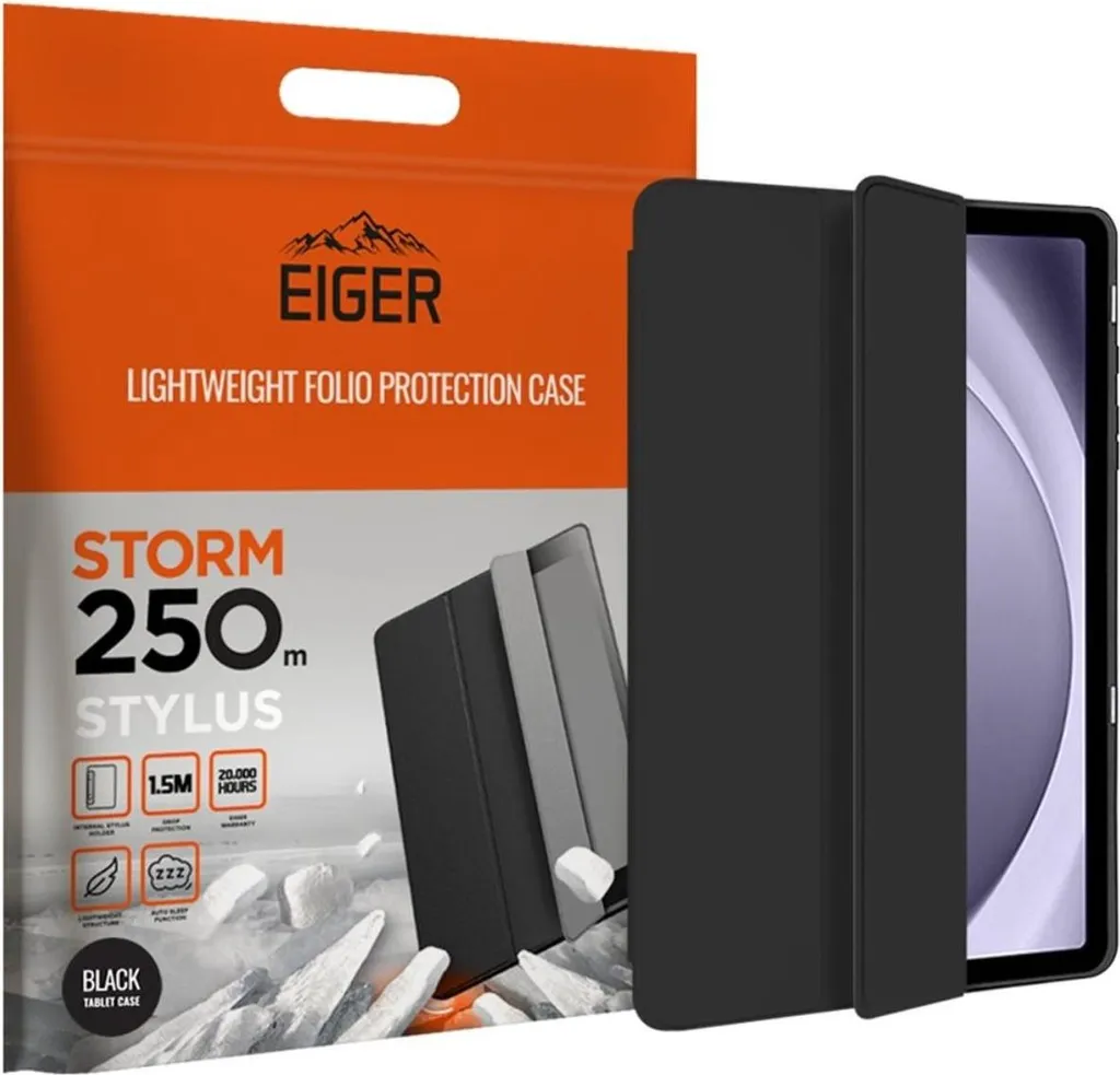 Étui Galaxy Tab A9 noir Eiger avec support réglable et fermeture aimantée