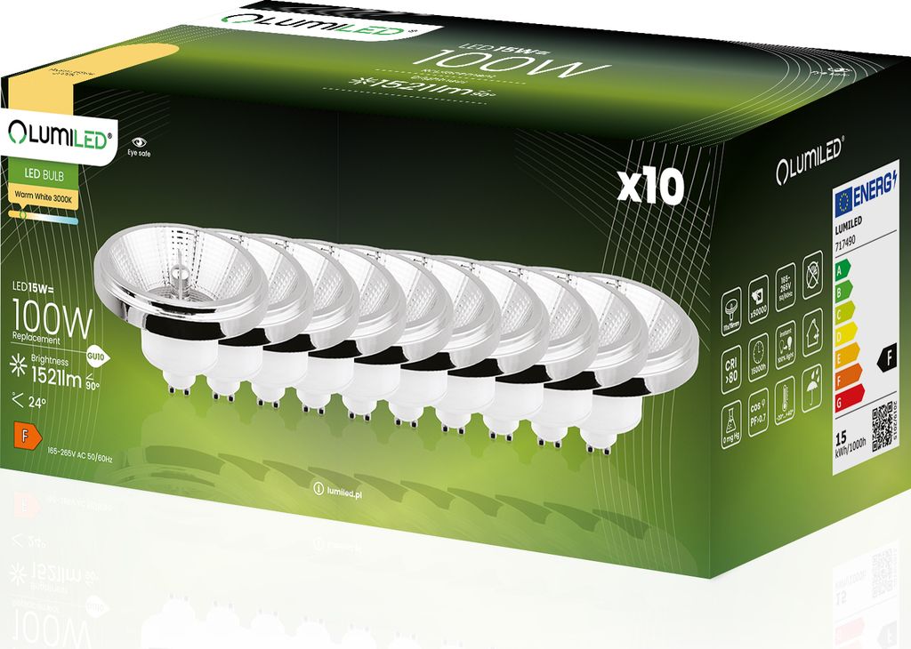 LUMILED LED žárovka sada 10 kusů ES111 GU10 patice 230V 15W Obrázek produktu 
