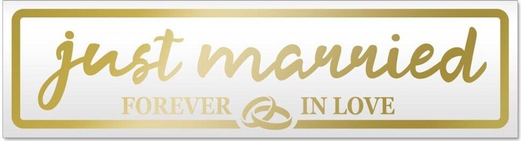 Kiwistar Just Married Forever in Love Magnetschild Schild magnetisch - 60cm Gold - Magnetfolie für Auto PKW Kfz