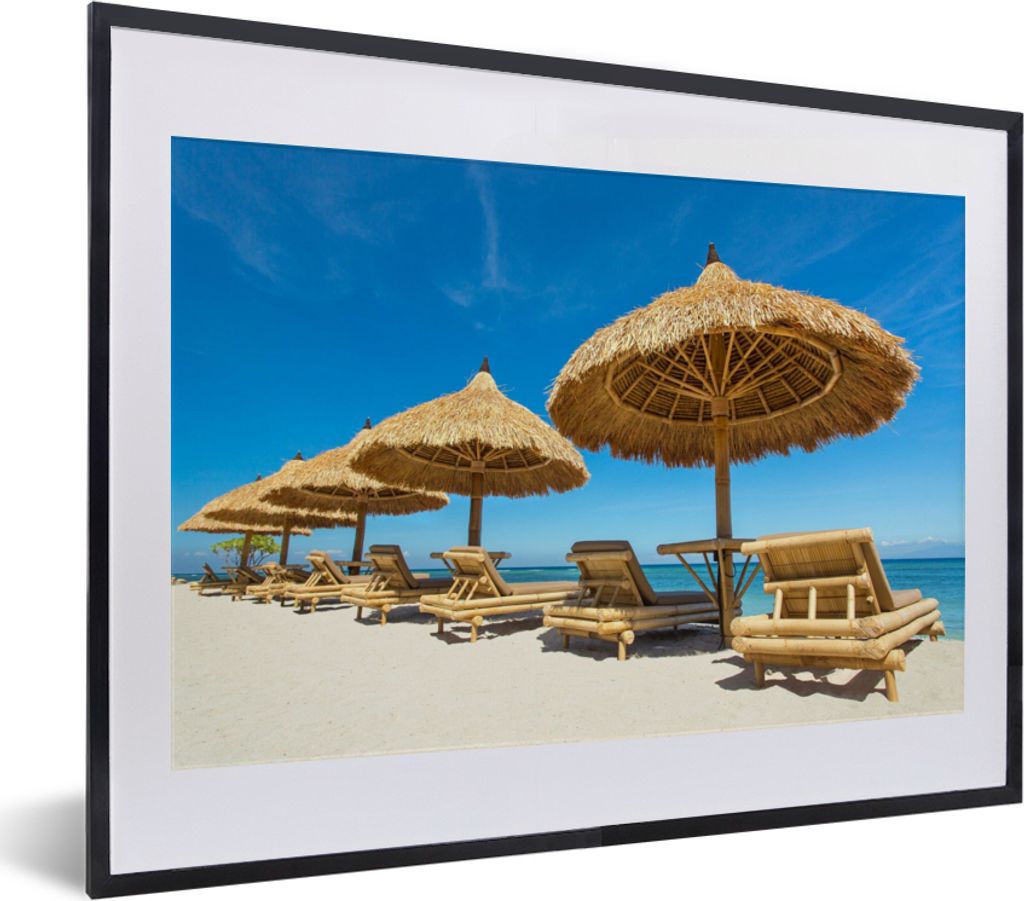MuchoWow® Gerahmtes Poster Strandkorb - Strand - Produktbild 