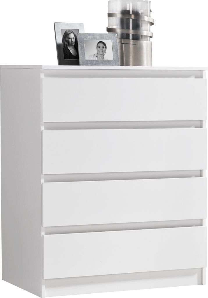 Kommode mit 4 Schubladen 80x100 cm Kommode weiß schmal Holz Produktbild 