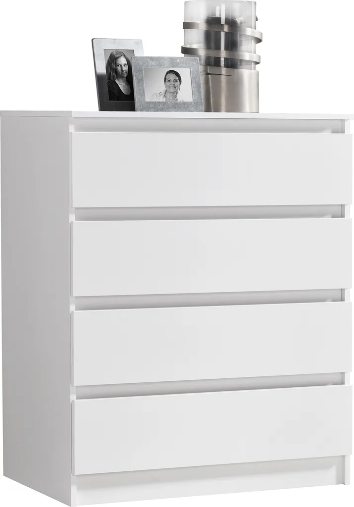 Meuble de rangement blanc 4 tiroirs pour chambre et salon 80x100 cm