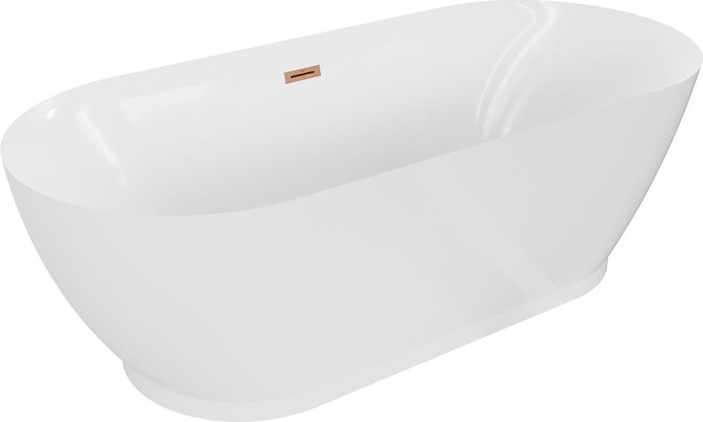Mexen Roxy freistehende Badewanne 180 x 85 cm, weiß, gebürsteter Messingüberlauf - 51201808500-65