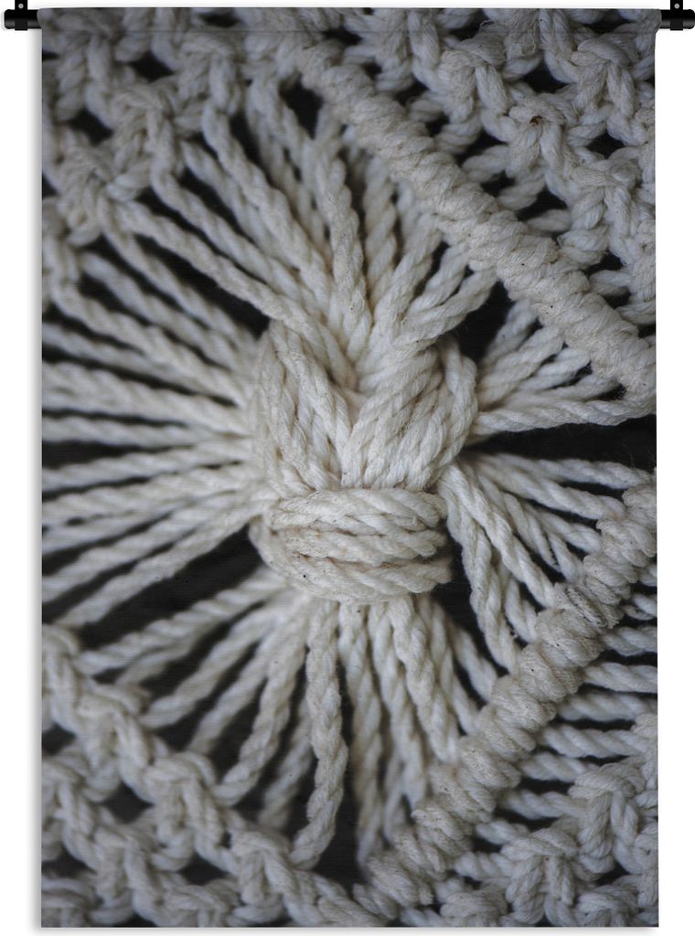 MuchoWow Wandteppich Wandbehang Makramee-Teppich aus der Nähe betrachtet 90x135 cm Tapisserie Dekoration Wandtuch - Baumwolle - Wandskulptur