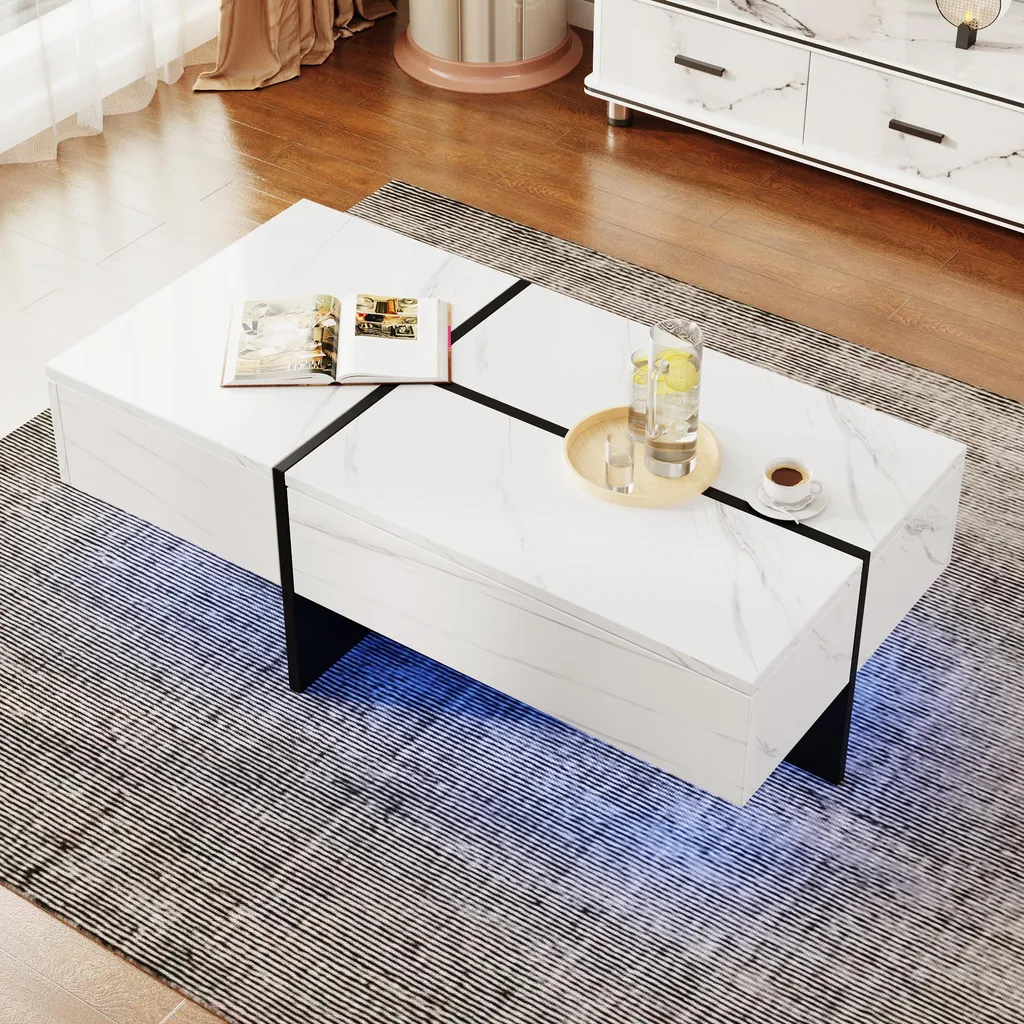 Tavolino di Design Bianco con Luci LED App | Eleganza Moderna