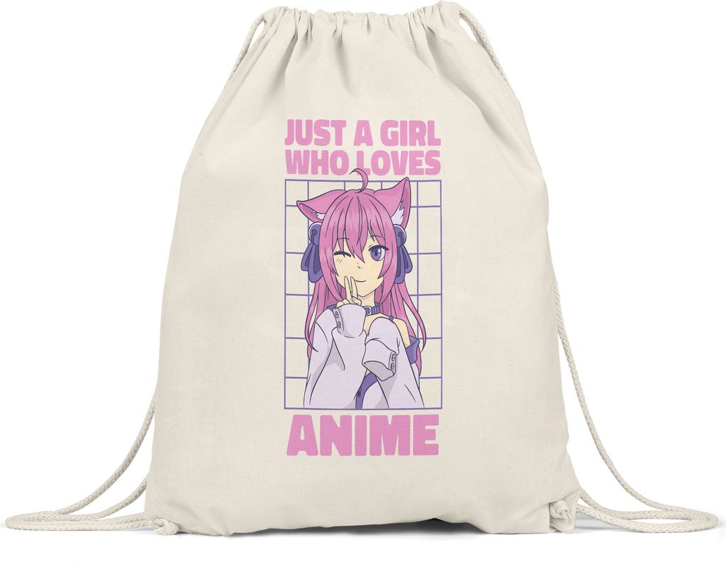 Just A Girl Who Loves Anime Turnbeutel Gymsack Otaku Baka Manga Comic Geschenkidee Fans