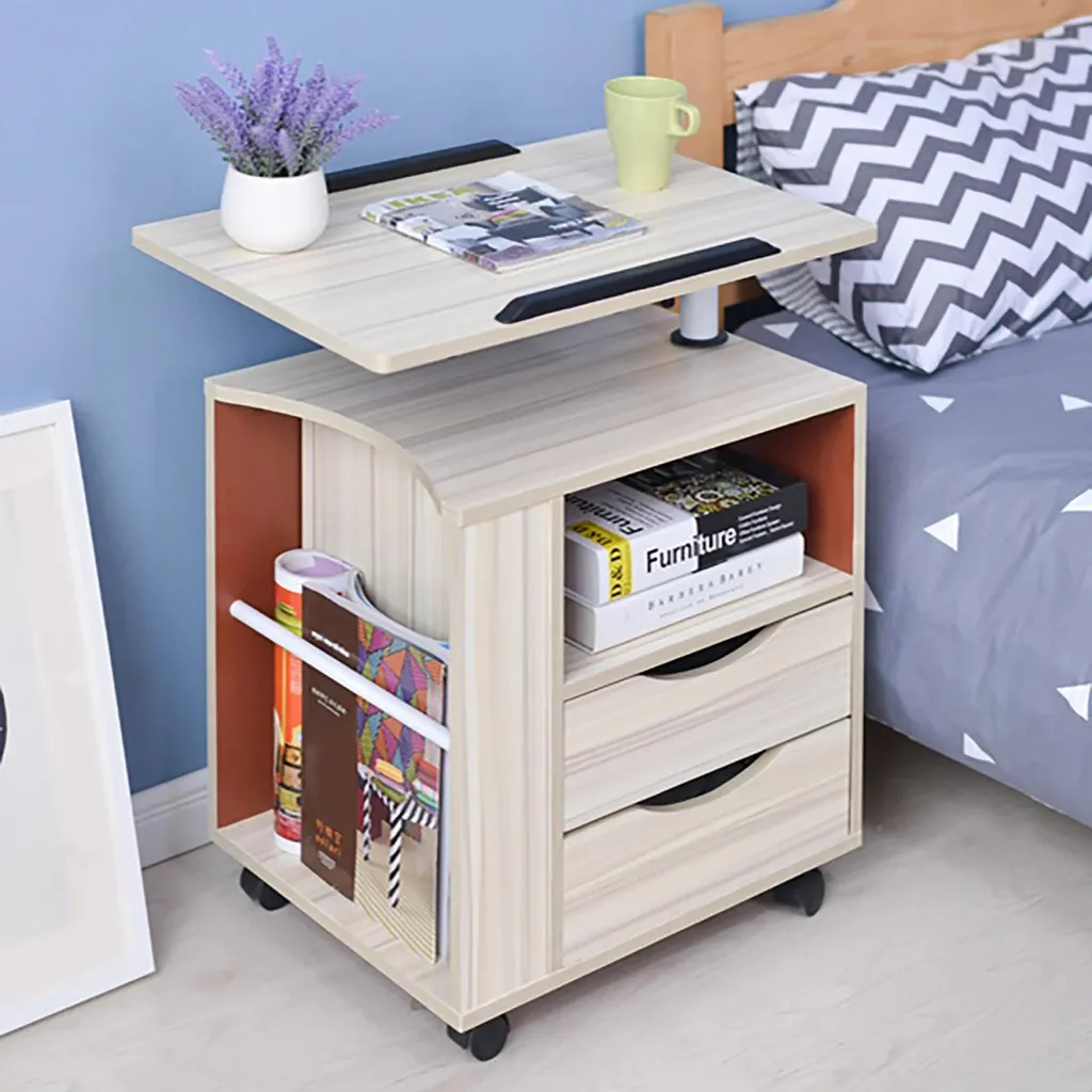 Table ergonomique réglable pour ordinateur portable et rangement blanc - 2