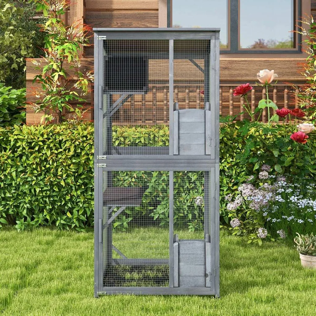 Niche pour chat 182 cm résistante aux intempéries avec toit bitumé