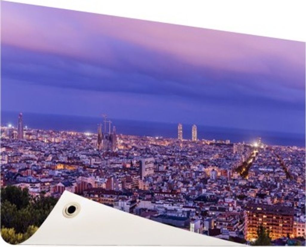 Gartenposter - 60x40 cm - Barcelona Skyline in der Abenddämmerung - Modernes Wandbilder - Europäische Städte