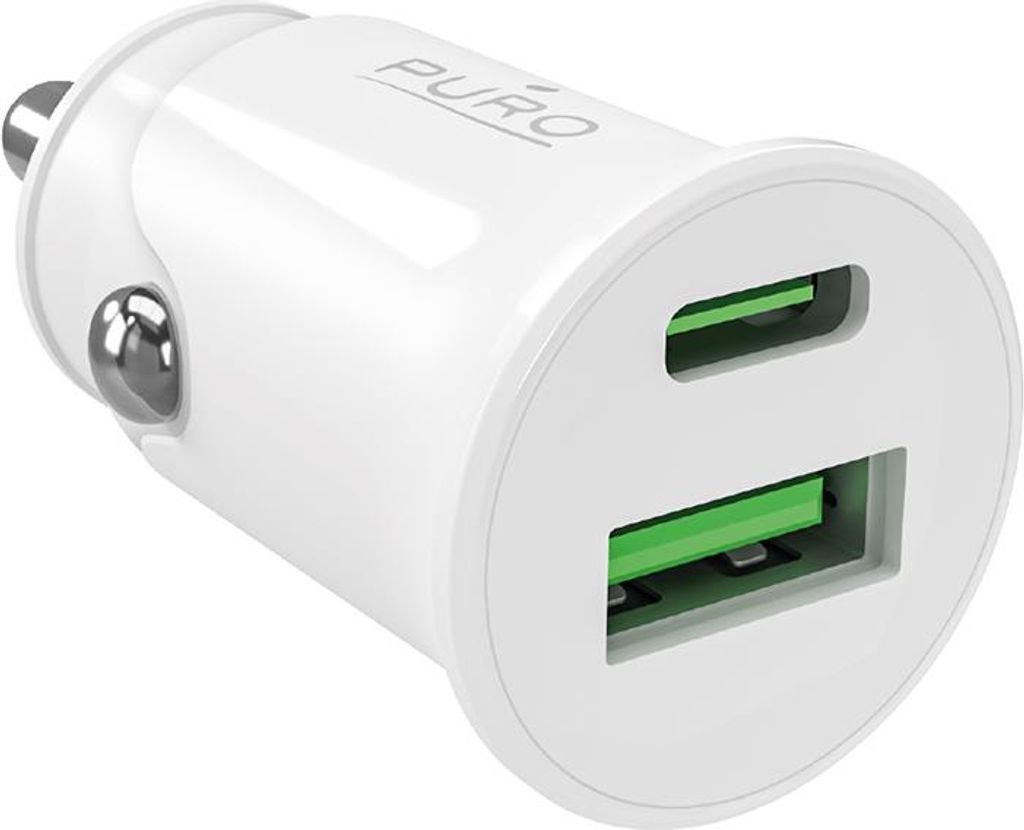 USB-A USB-C Power Delivery 20W Autoladegerät - weiß