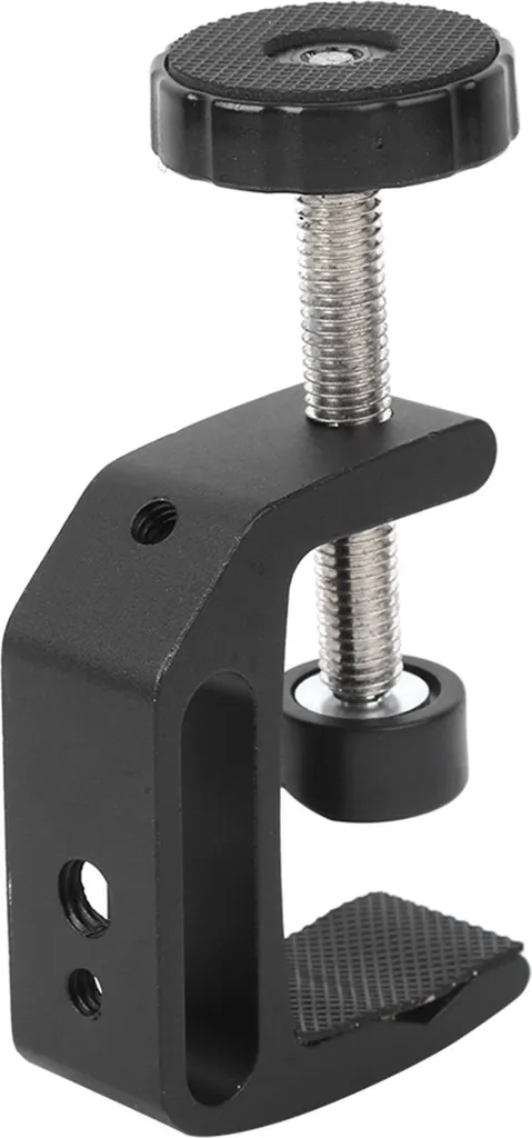 Morsetto C Nero per Fotocamera e Torcia - Supporto Tavolo Alluminio