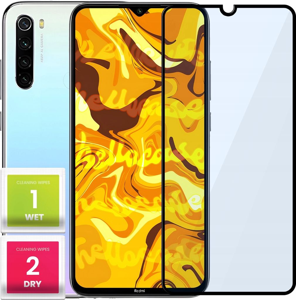 A smartphone screen protector kit with cleaning wipes.