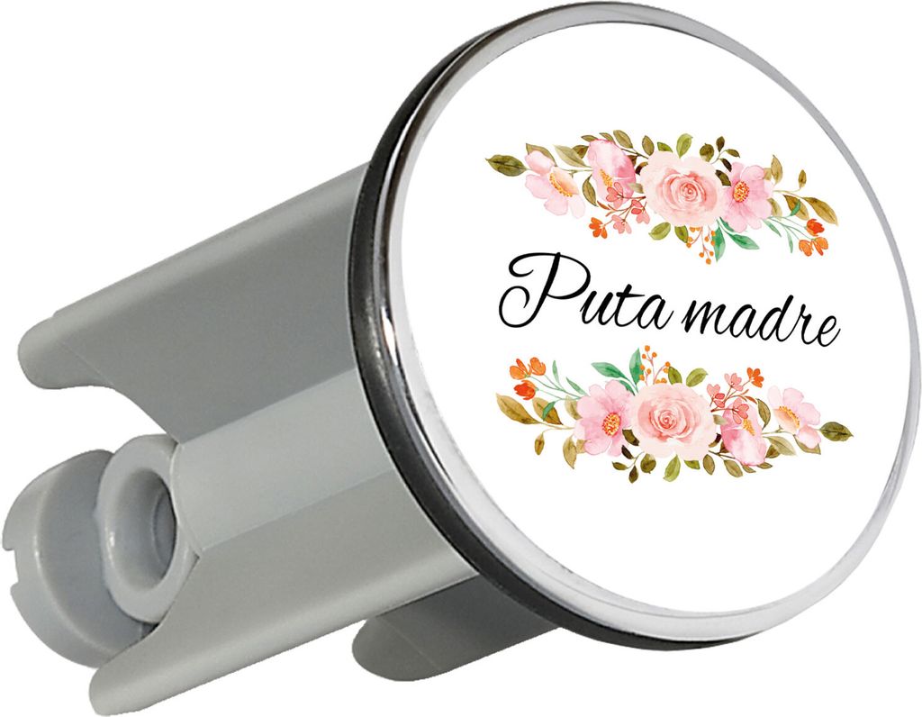 Huuraa Waschbeckenstöpsel Puta madre spanisch Blumen 4cm höhenverstellbar Abflussstopfen Geschenkidee
