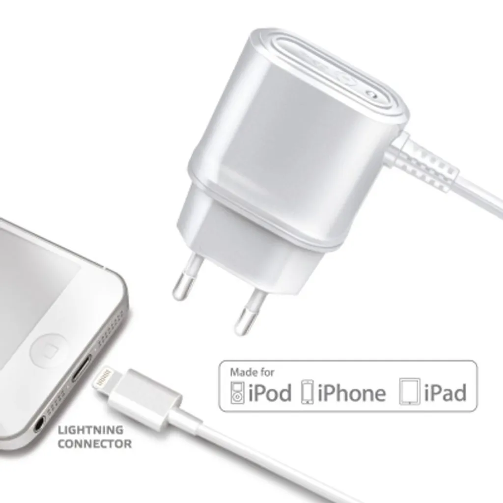 Alimentatore Celly TCIP5 Bianco con Cavo Lightning 1A - Stop Stress Batteria