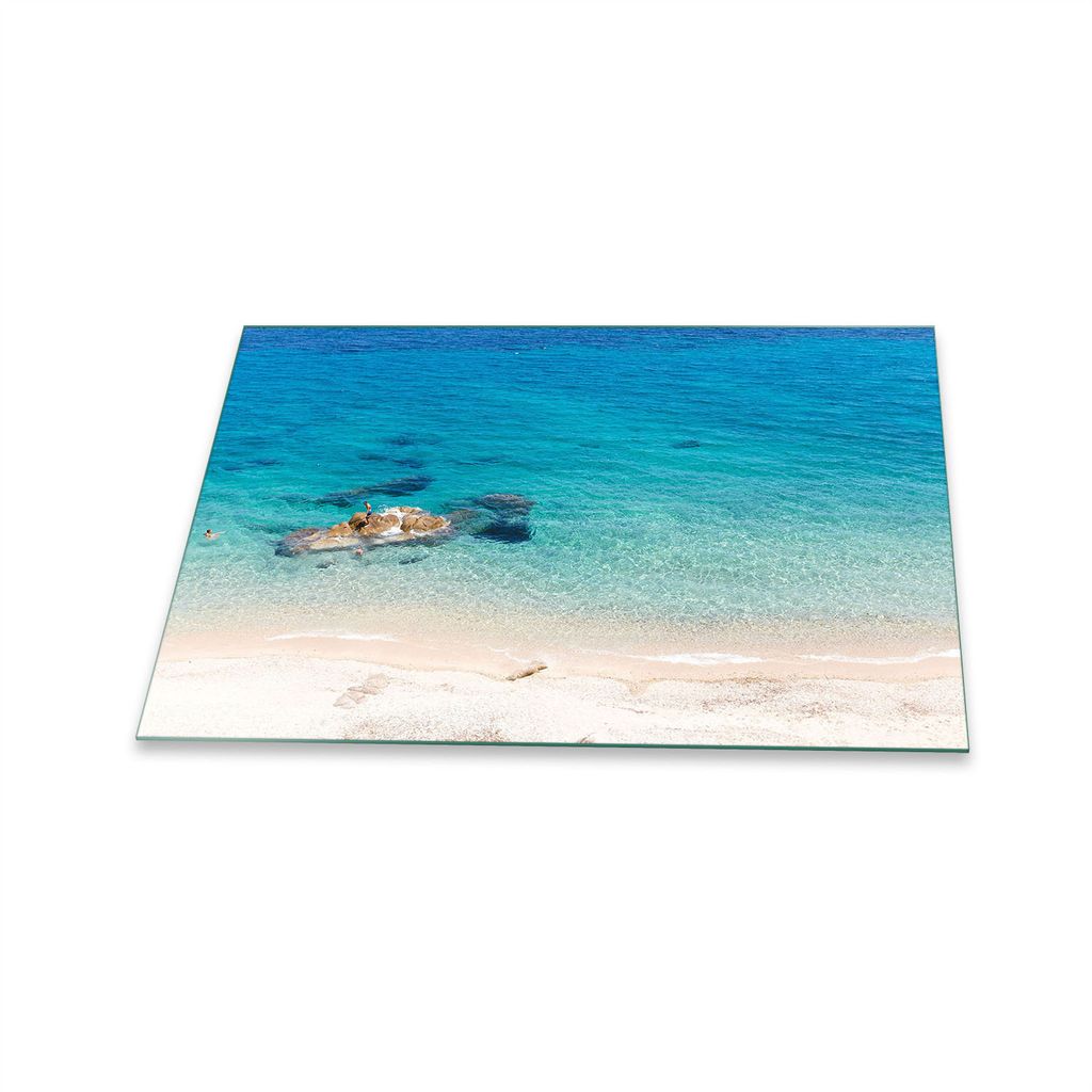 Herdabdeckplatte Glaskeramik 1 Teilig 80x52 Meer Blau Abdeckung Glas Spritzschutz Deko