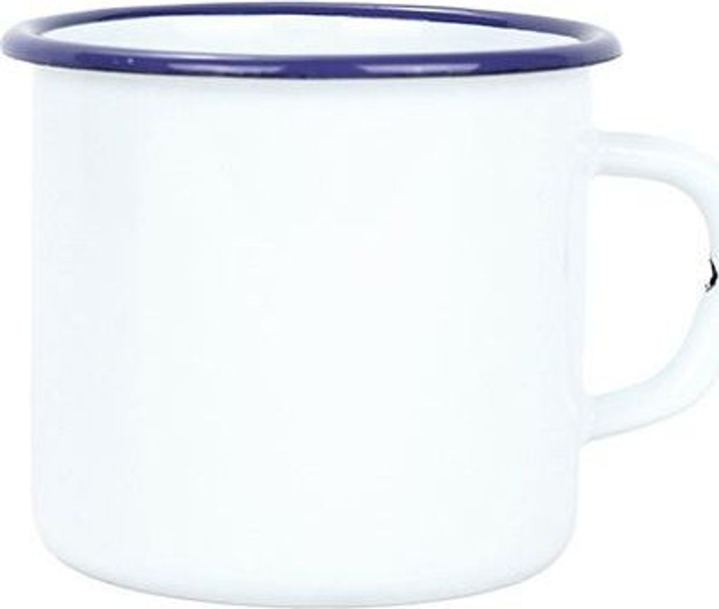 Belis Emaillebecher 7cm/ 0,25l weiß/ blauer Rand, hergestellt für /SFINX
