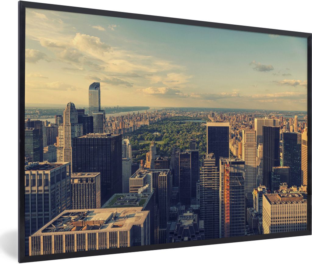 MuchoWow Gerahmtes Poster New York - Central Park - USA 90x60 cm - Poster mit Schwarzem Bilderrahmen Wandposter Rahmen Foto Bilder - Fotorahmen -...