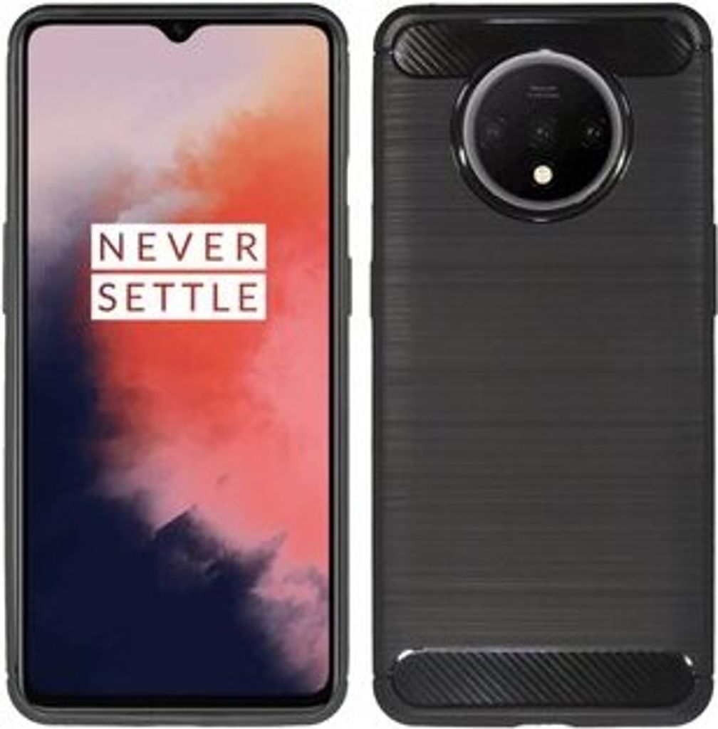 cofi1453 Silikon Hülle Bumer Carbon kompatibel mit OnePlus 7T Case TPU Soft Handyhülle Cover Schutzhülle Schwarz