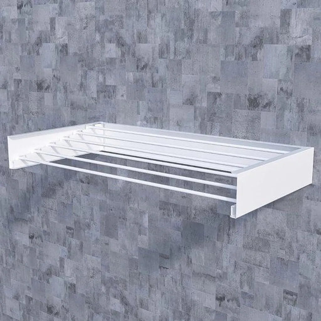 Séchoir mural pliable 100 cm gain de place pour balcon et buanderie - Alu