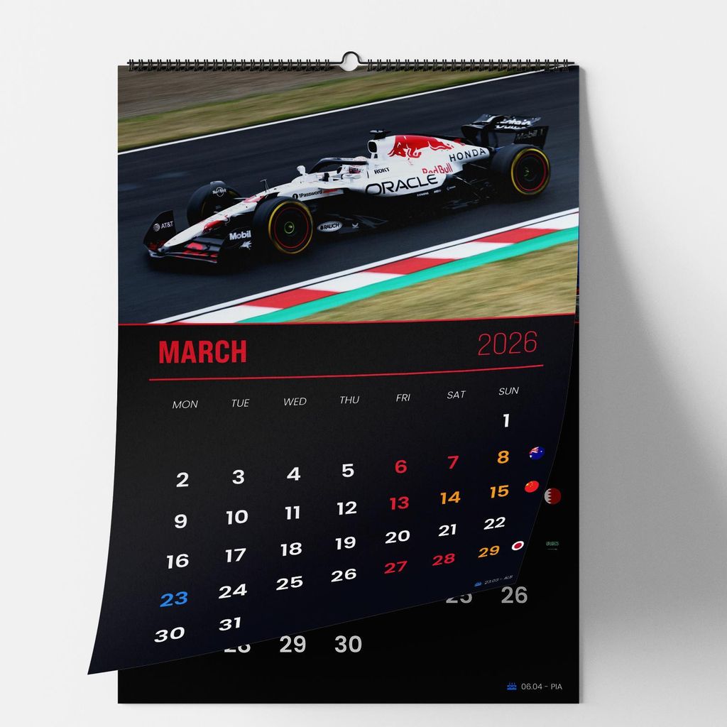 Calendario Formula 1 2026 A3 - Calendario delle corse di F1 Immagine del prodotto 
