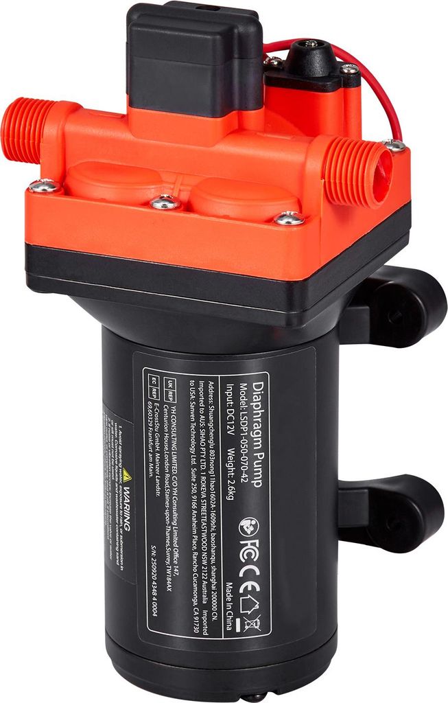 SucceBuy 12 V DC Membranpumpe, 18,9 L/min, selbstansaugende 4-Kammer-Wasserpumpe mit automatischem Druckschalter, 4,8 bar Druck, geeignet für Wohn...
