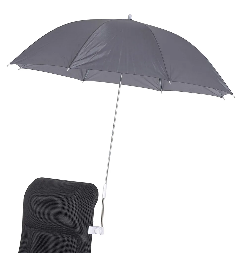 Parasol gris pour chaise réglable contre la chaleur et les rayons solaires