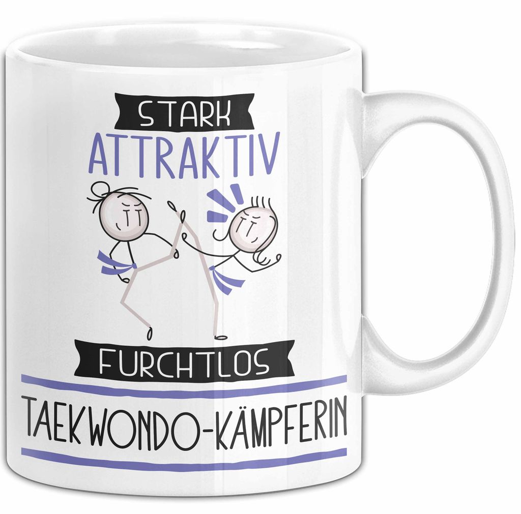 Taekwondo-Kämpferin Tasse Geschenk Becher Stark Attraktiv Furchtlos Taekwondo-Kämpferin Lustige Geschenkidee (Weiß)