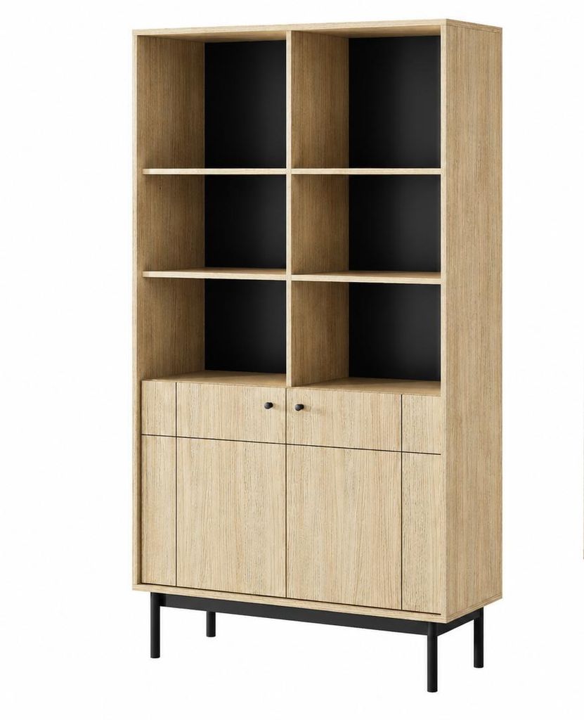 Bücherregal JAPIS PS mit Schrank 104 cm – Eiche Linea Modernes Standregal mit Stauraum