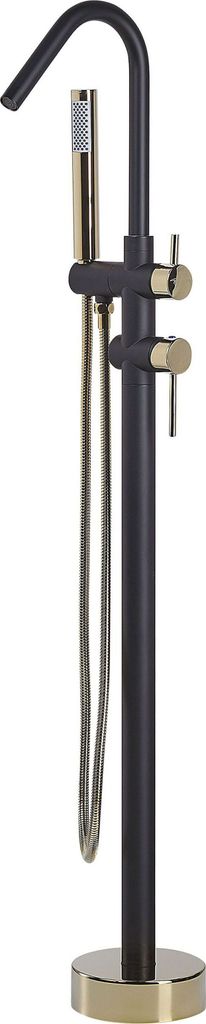 BELIANI Badewannenarmatur Freistehend Schwarz Matt Gold Modern