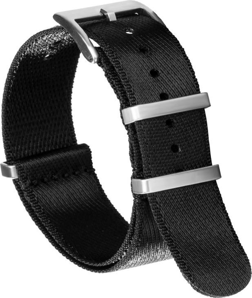 INF Nylon Uhrenarmband für Omega Tissot Mido Seamaster 300, Vintage Stil Schwarz 18 mm