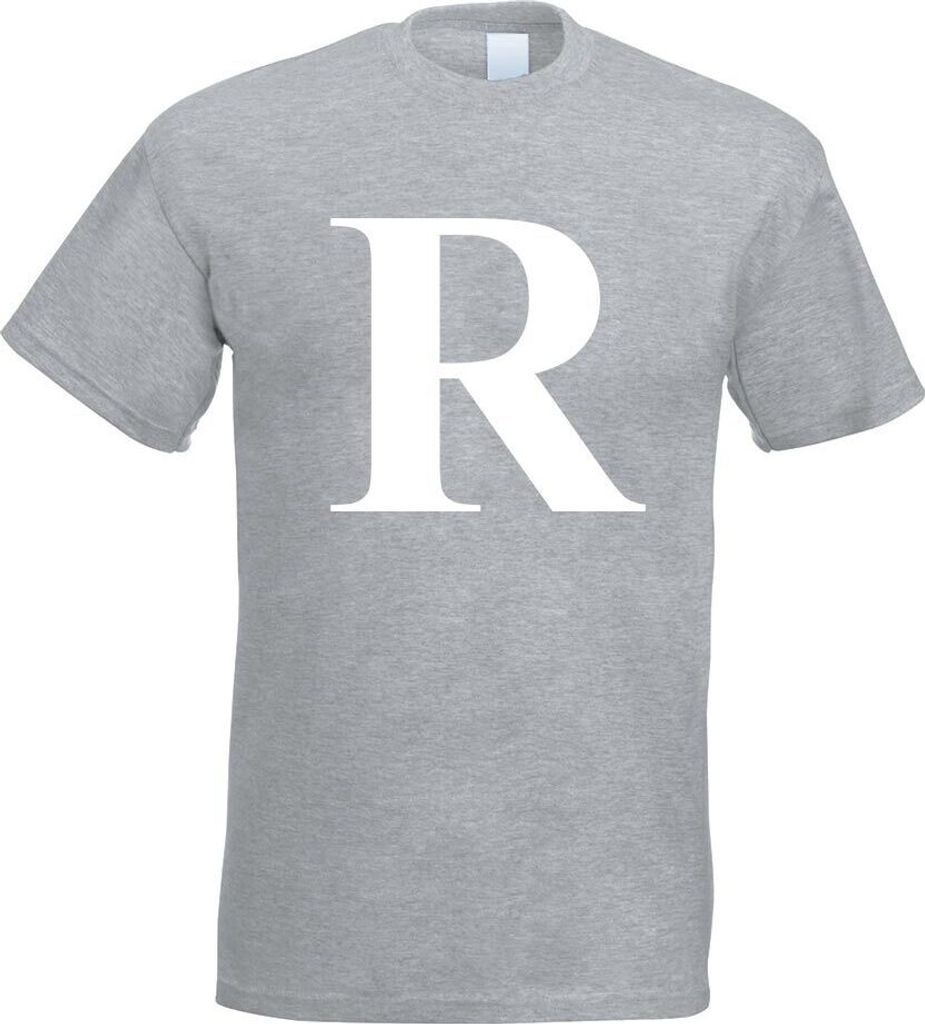 Kiwistar - T-Shirt - Graumeliert - Buchstabe R - Alphabet Motiv Bedruckt Funshirt Design Print - mit Motiv Bedruckt - Funshirt Design - Sport - Fre...