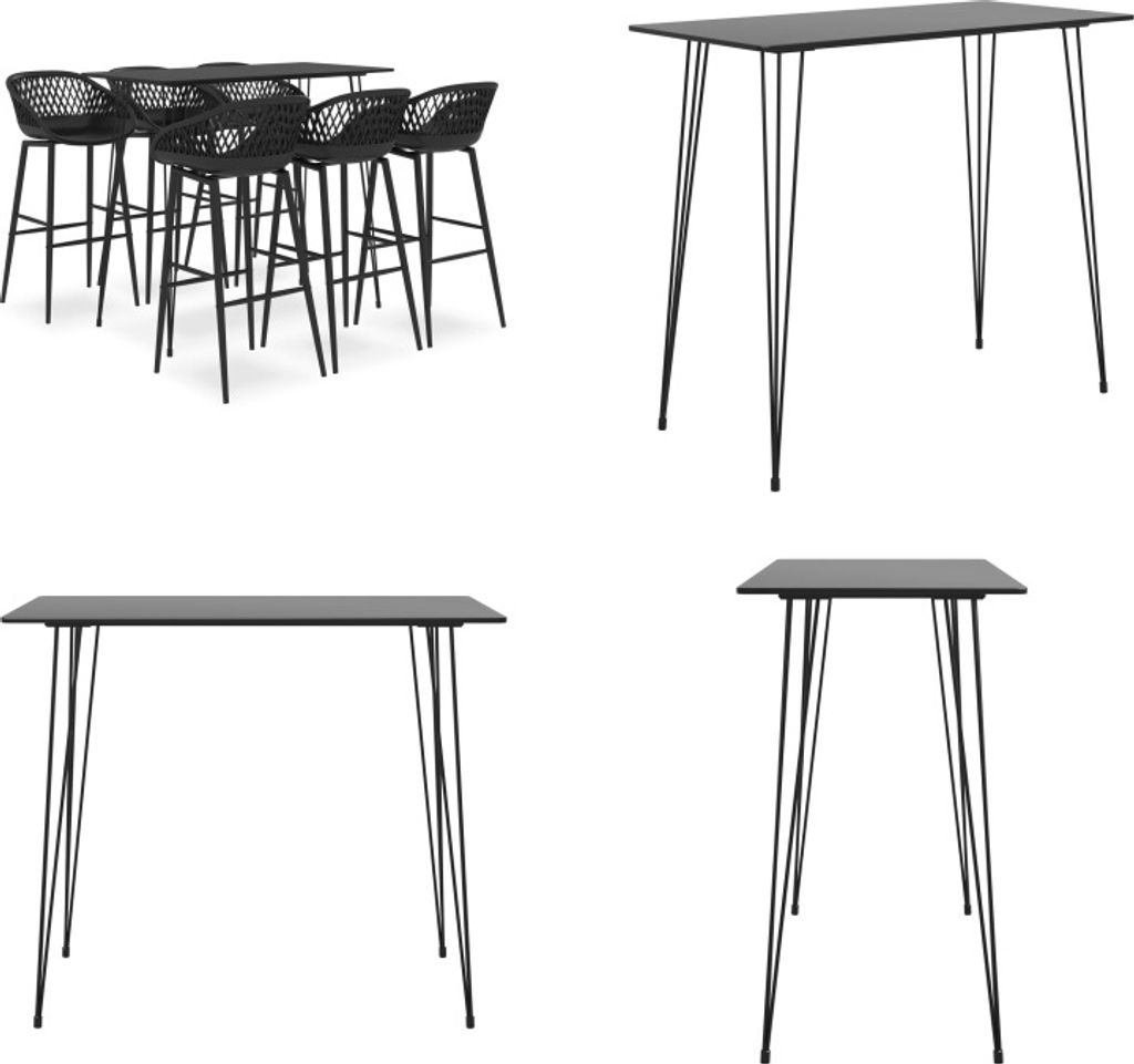 vidaXL 7 tlg. Bar Set Schwarz - Bar-Set - Bar-Sets - Bartisch Mit Barhocker - Bartische Mit Barhocker