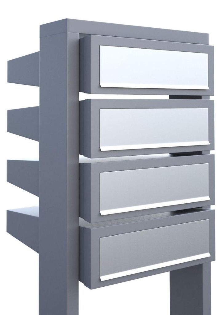 Briefkastenanlage Stairs for Four in Grau Metallic mit Produktbild 