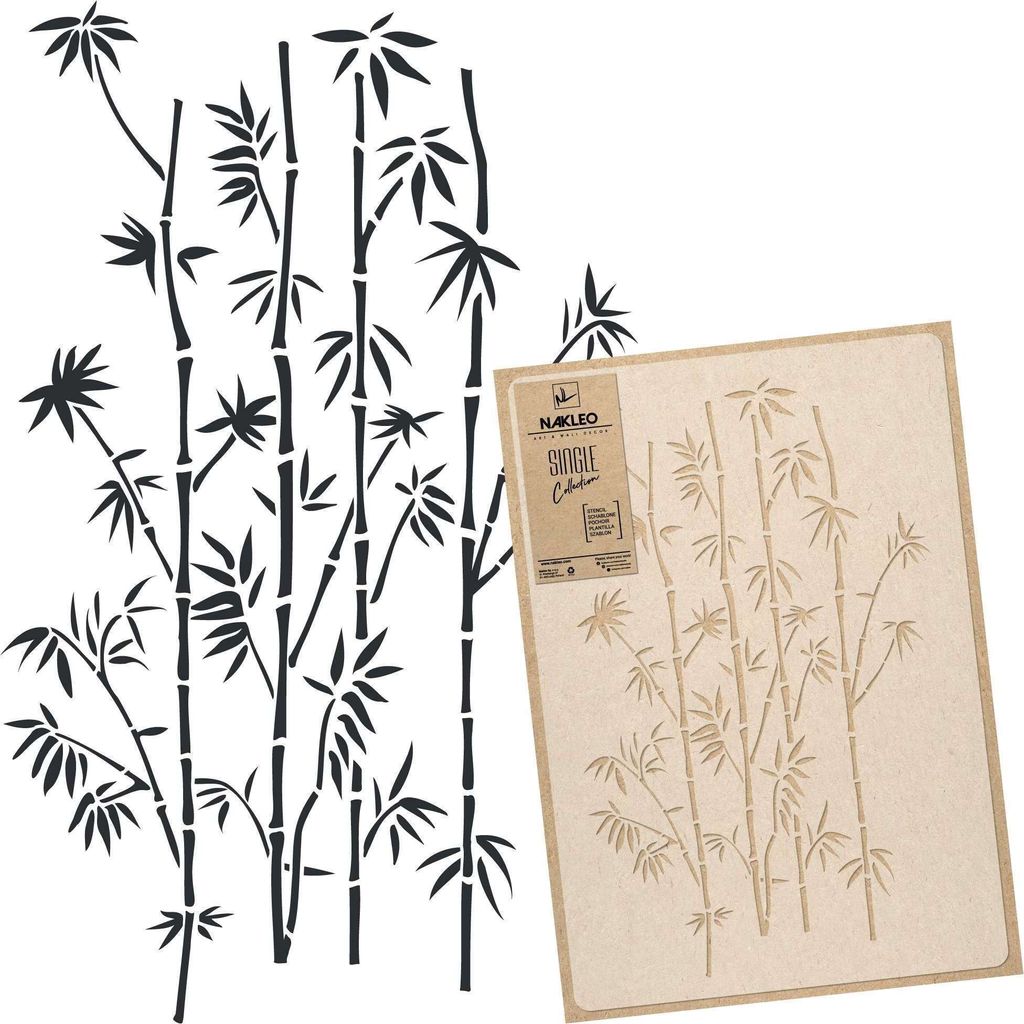 Große Malschablonen M 43x64 cm, Bambus Kriechpflanzen Bergsteiger Pflanze Muster, Wiederverwendbare Kunststoff Wandschablone