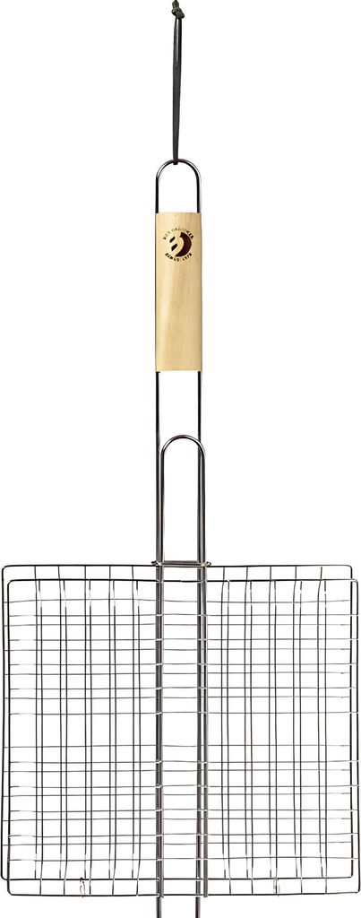 Best Sporting Grillkorb mit Holzgriff I 27 x 24 x 3 cm I verstellbar Grillgutwender rechteckig I Edelstahl mit langem Griff I Grillhalter I Gemüse...