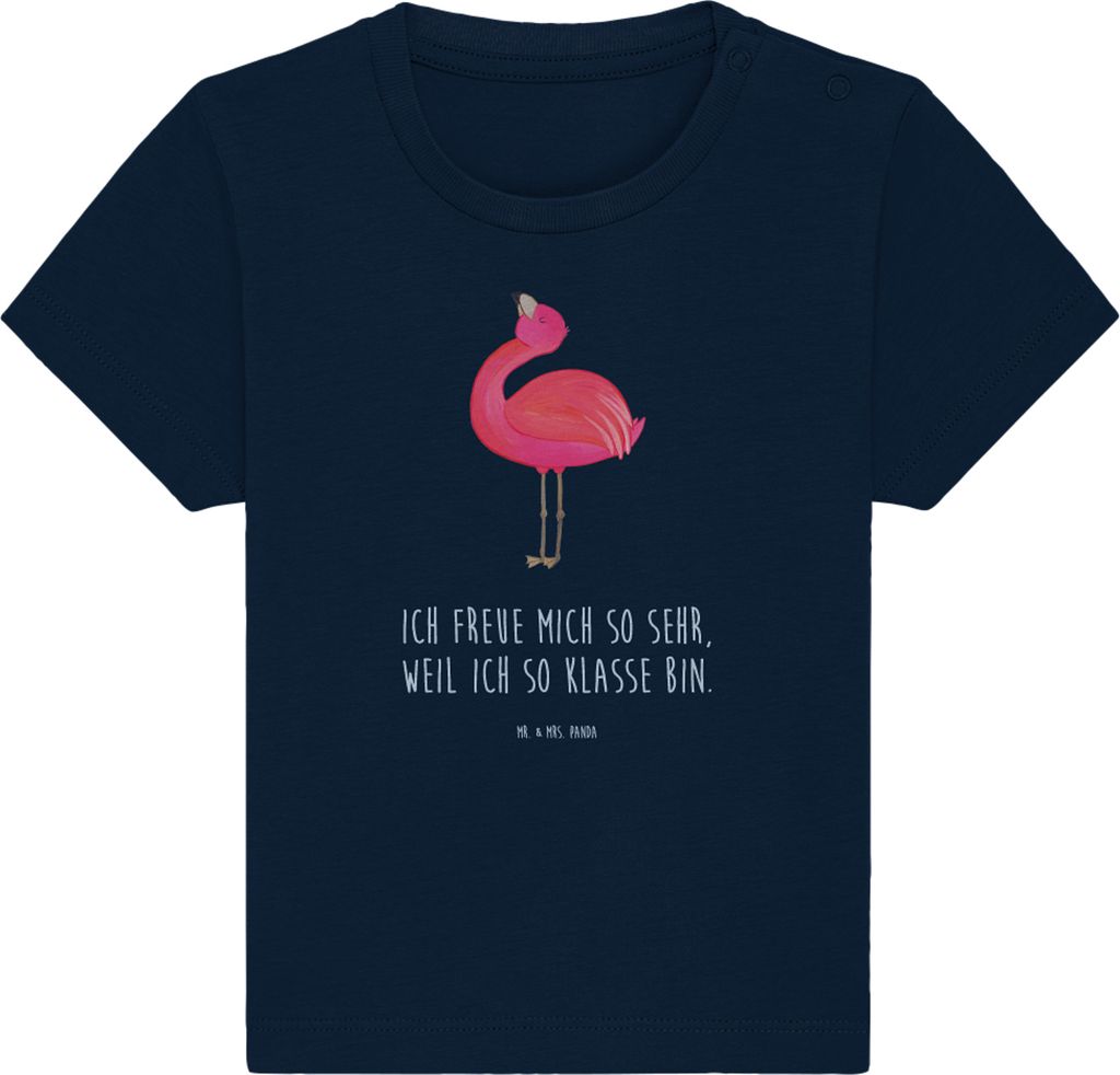 Mr. & Mrs. Panda T-Shirt Flamingo Stolz 6. - 12. Monat - French Navy - Geschenk, Kinder Top, Rosa, Baby Baumwollshirt, Kleinkind Shirt, Mama, Selbs...