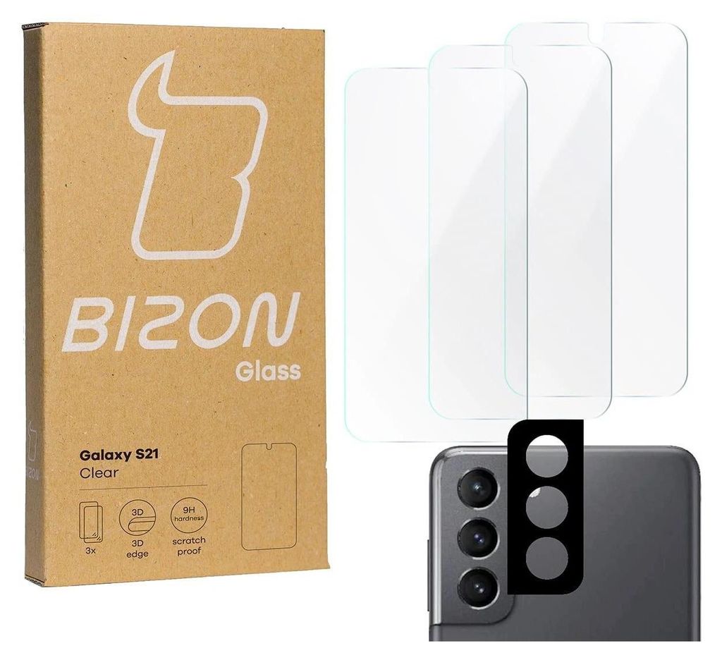 Gehärtetes Glas Bizon Glass Clear - 3 Stück + Kameraschutz Produktbild 