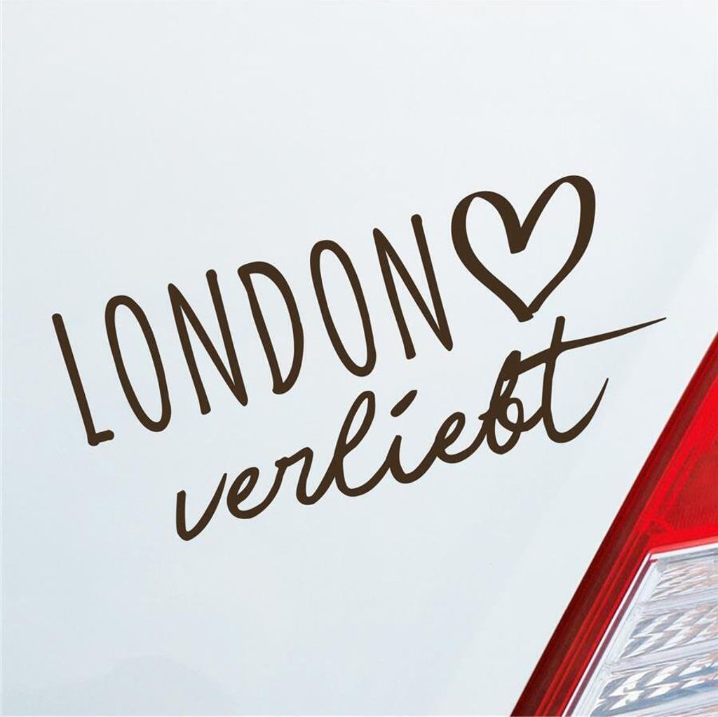 Auto Aufkleber London verliebt UK England Herz Stadt Heimat Liebe Car 19x9 cm Braun Sticker Heckscheibenaufkleber