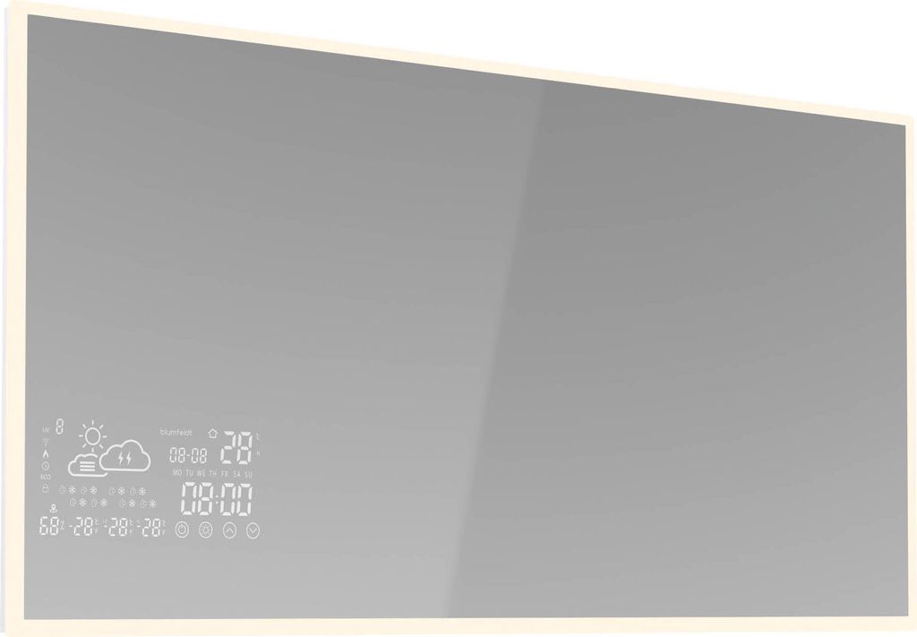 Blumfeldt Infrarotheizung 600W – Wandmontage, Smart Mirror mit LED-Anzeige, IP44, App-Steuerung, Überhitzungsschutz, für Bad & Feuchträume, 12...